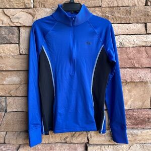 Under Armour Cold Gear blue black fitted active top Women Medium NWT